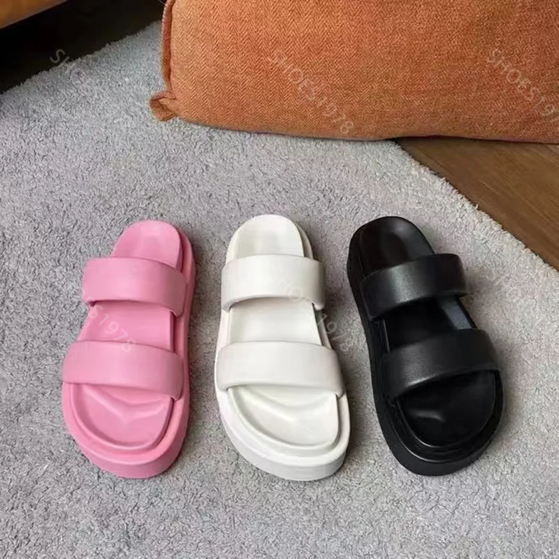 Sandalias para mujer Zapatillas Zapatos Diapositivas Cuero suave Cómodo Matsuke Suela gruesa Sandalias de plataforma Mocasines S