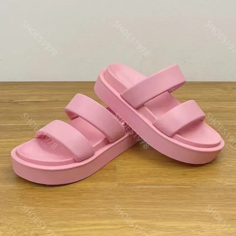 Sandalias para mujer Zapatillas Zapatos Diapositivas Cuero suave Cómodo Matsuke Suela gruesa Sandalias de plataforma Mocasines S