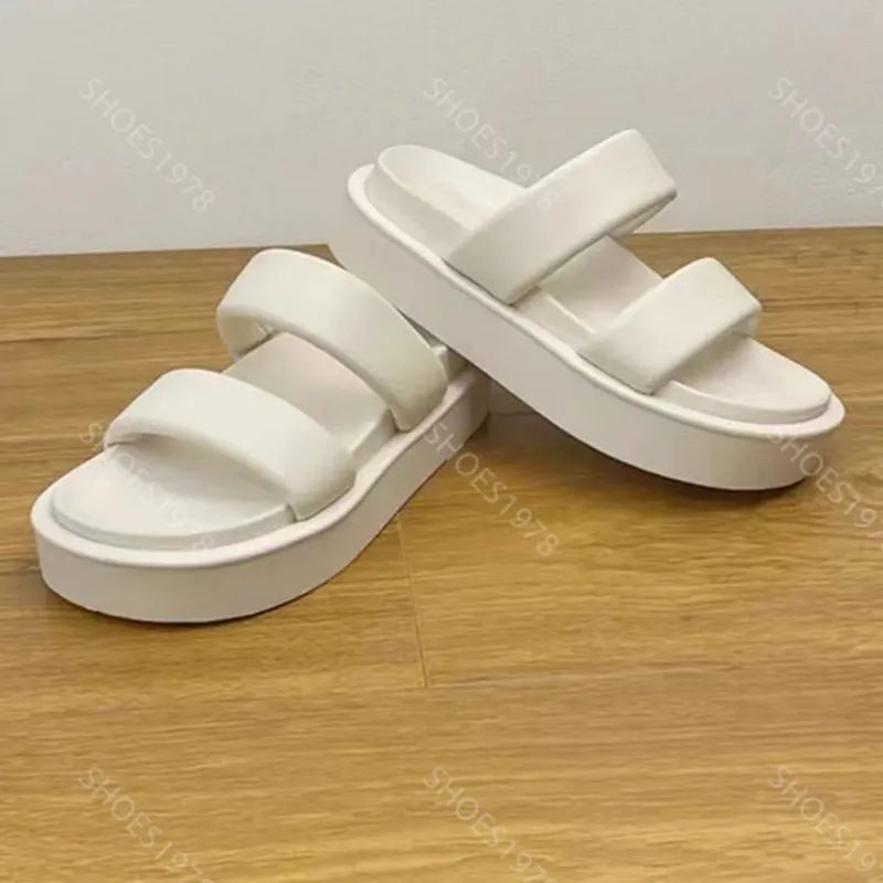 Sandalias para mujer Zapatillas Zapatos Diapositivas Cuero suave Cómodo Matsuke Suela gruesa Sandalias de plataforma Mocasines S