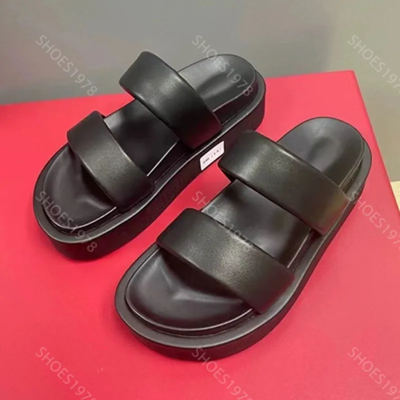 Sandalias para mujer Zapatillas Zapatos Diapositivas Cuero suave Cómodo Matsuke Suela gruesa Sandalias de plataforma Mocasines S